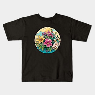 Orchid Wildflower Vintage Blossom Flower Bloom Since Kids T-Shirt